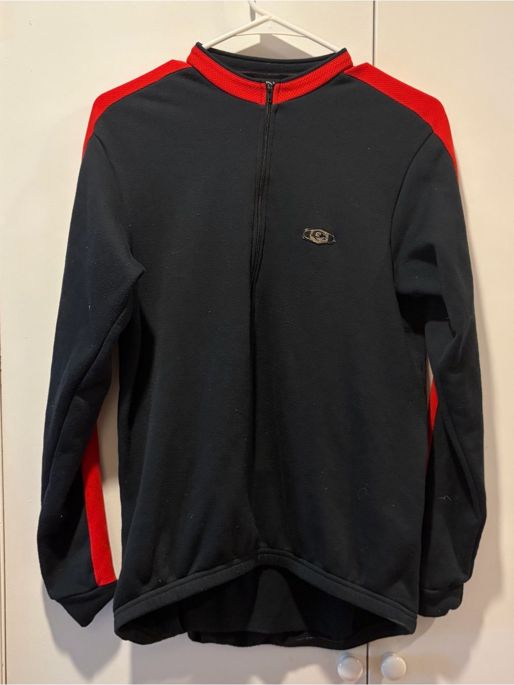 Canari Cycling Fleece 1/4 Zip Jersey Pullover Black Red USA Made M